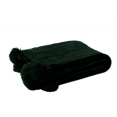 Plaid Pompom Polyester Zwart Plaid Pompom Polyester Zwart