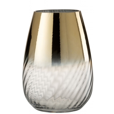 Vaas Streep Glas Goud/Transparant Large Vaas Streep Glas Goud/Transparant Large