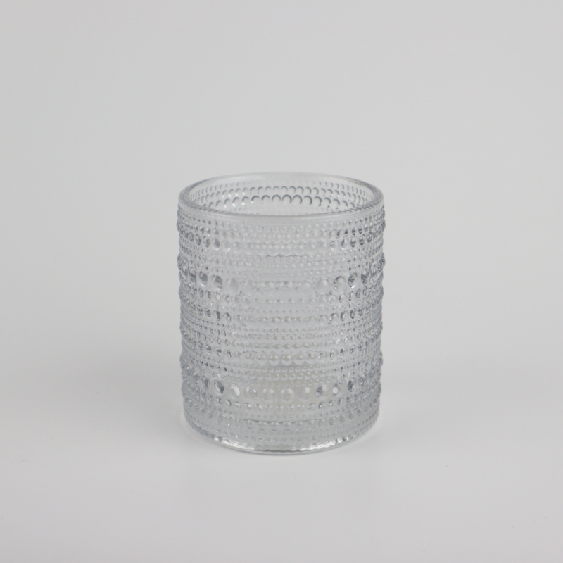 Glazen theelichthouder licht grijs