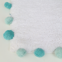Badmat met pompons blue/green