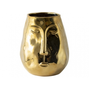 Gusta gouden vaas met gezicht H19.5 cm