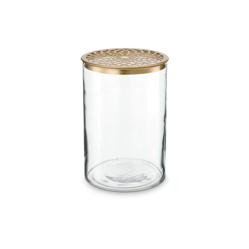 Vaas met metalen deksel lang