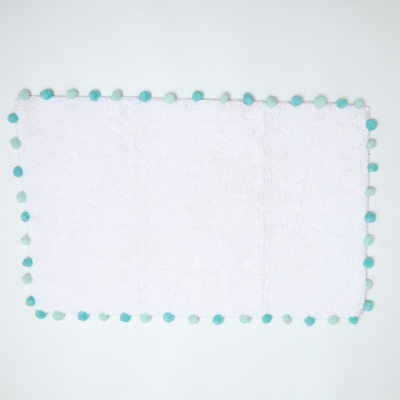 Badmat met pompons blue/green